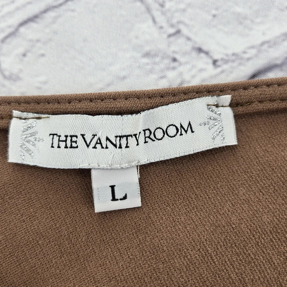 The Vanity Room Dress- Size L - V Neck, Hook Closure, Sleeveless, Ponte, Flared - Picture 3 of 7